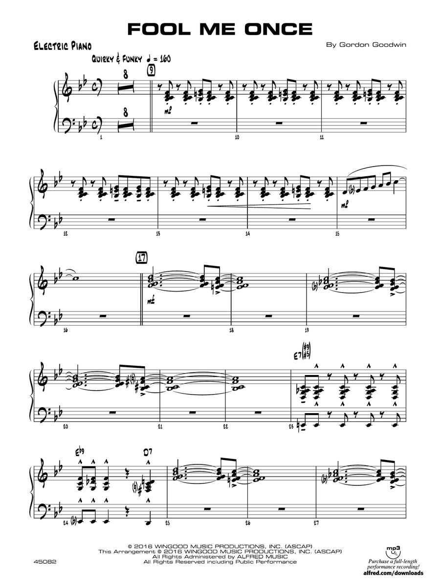 Fool Me Once: Piano Accompaniment