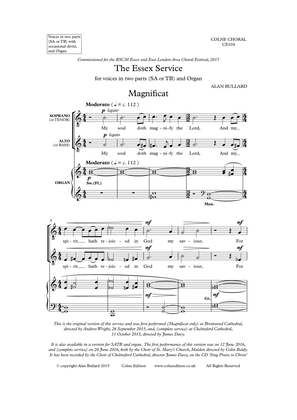 Essex Service (Magnificat and Nunc Dimittis) version for two-part voices (SA or TB) and organ