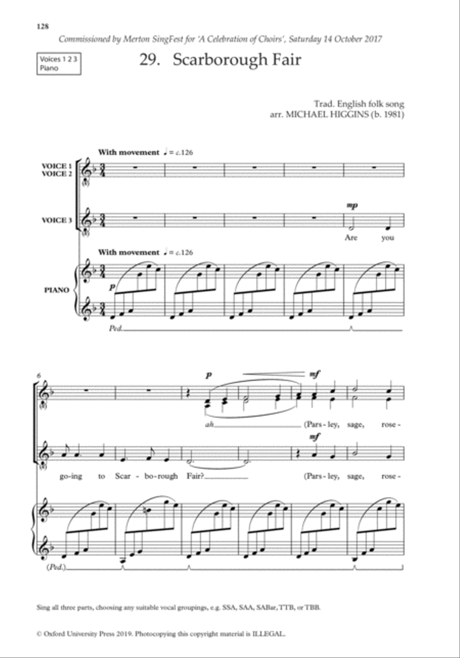 The Oxford Book of Flexible Choral Songs Unison Choir scores gallery preview page 18