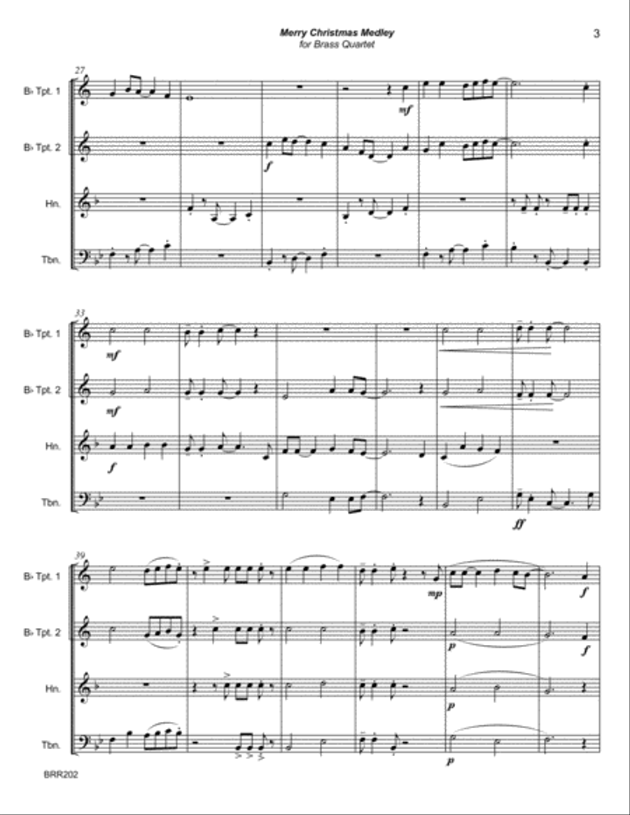 MERRY CHRISTMAS MEDLEY - BRASS QUARTET (unaccompanied) Brass Quartet scores gallery preview page 3