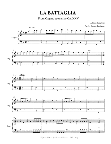 LA BATTAGLIA - From Organo suonarino - Banchieri - Organ two voices image number null