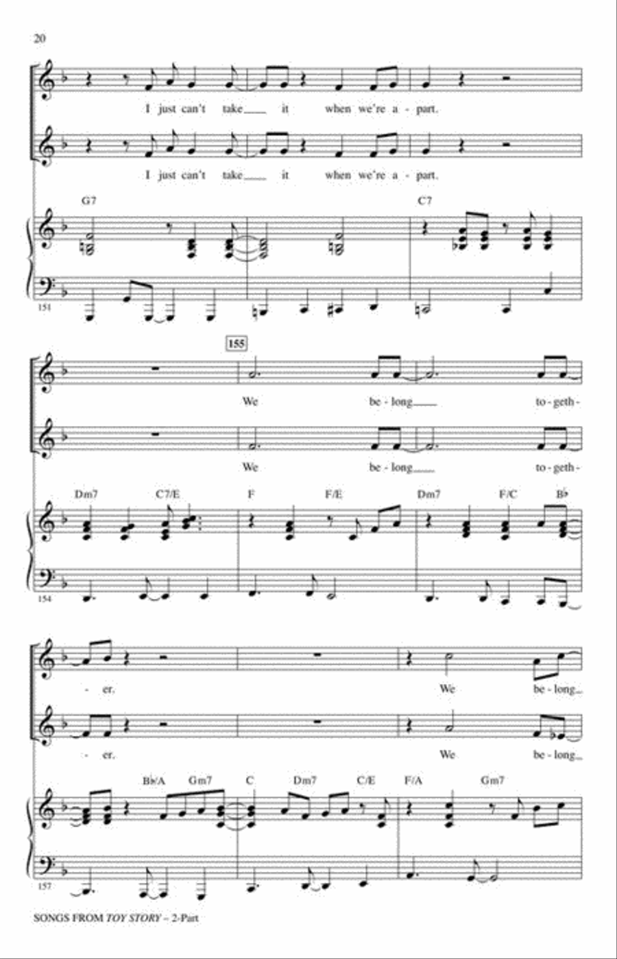 Songs from Toy Story (Choral Medley) 2-Part scores gallery preview page 6