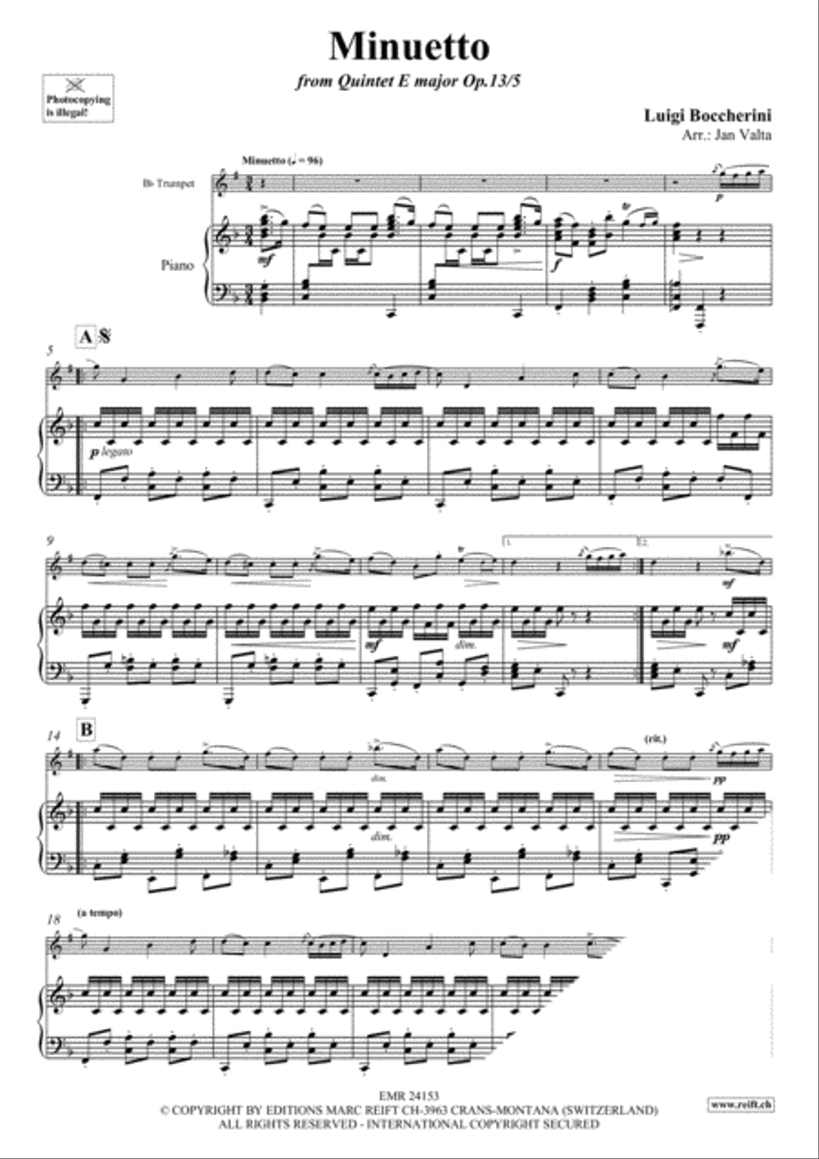 Minuetto Minuetto Trumpet Solo scores gallery preview page 3