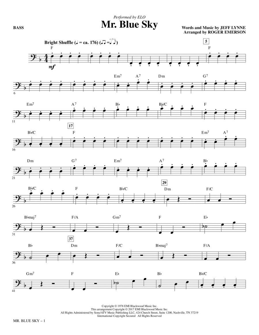 Mr. Blue Sky - Bass Choir scores gallery preview page 1