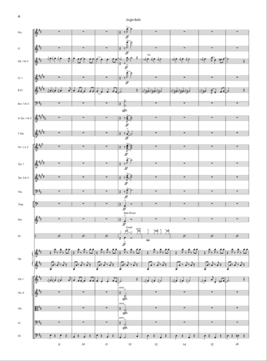 Jingle Bells by James Pierpont Full Orchestra - Sheet Music page 3