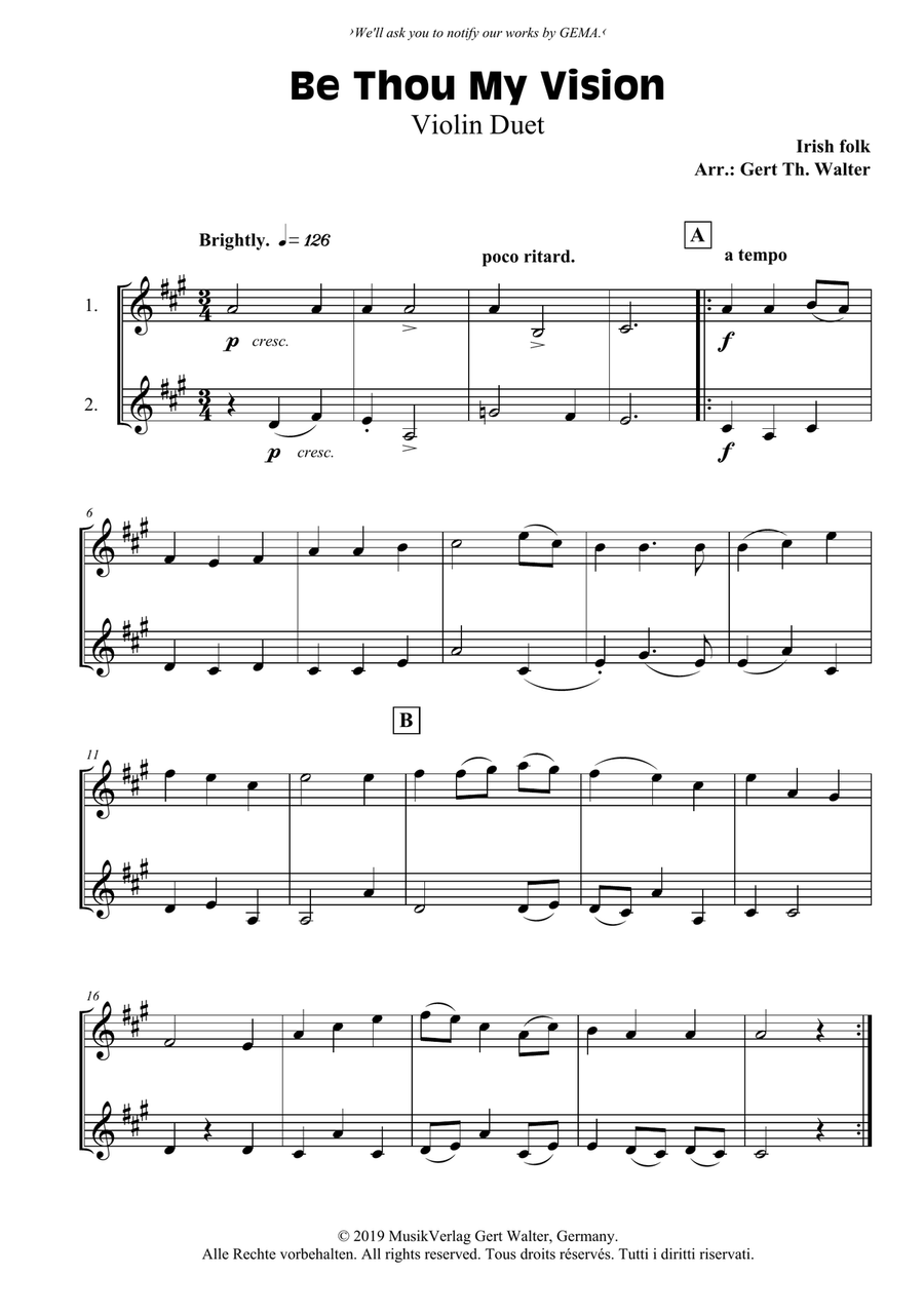 Be Thou My Vision Be Thou My Vision String Duet scores gallery preview page 1