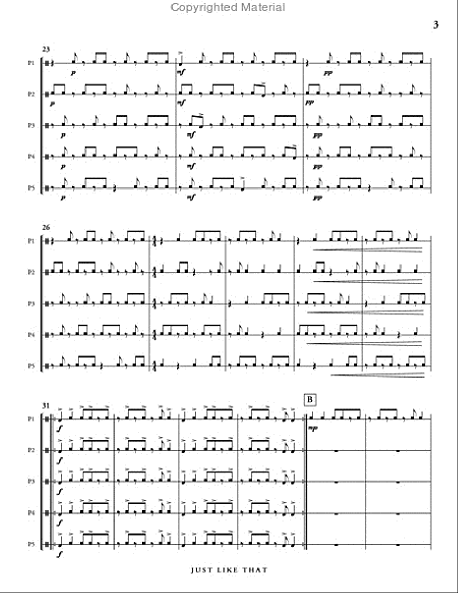 Just Like That Percussion Ensemble scores gallery preview page 4