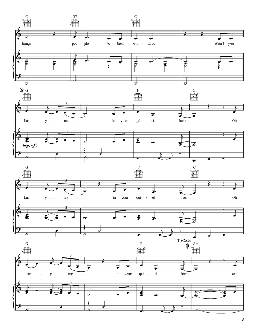 Snowfall Piano, Vocal, Guitar scores gallery preview page 3