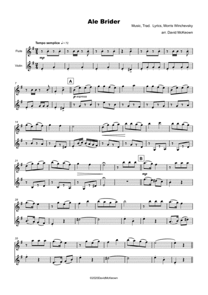 Ale Brider, Jewish Klezmer song for Flute and Violin Duet