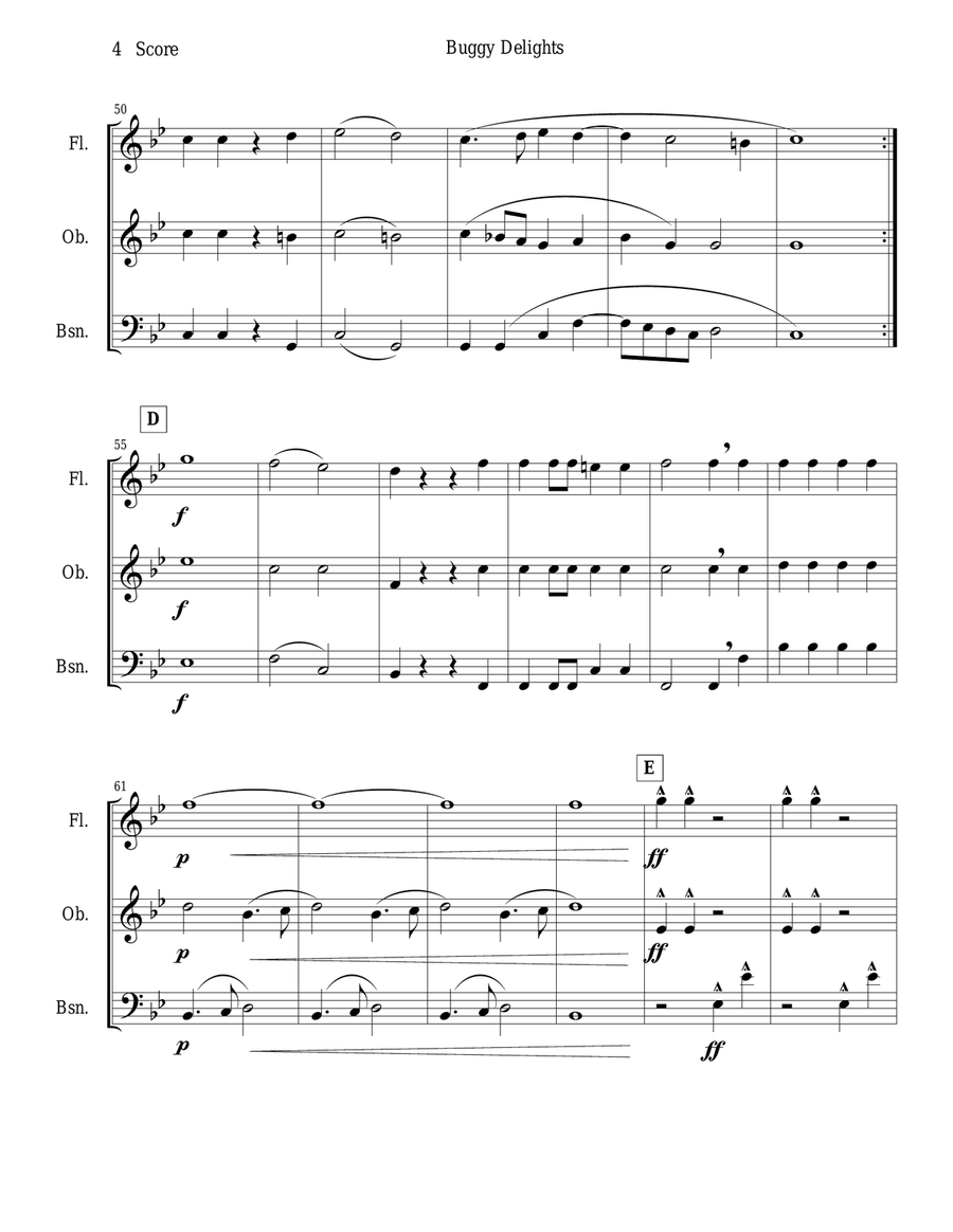Buggy Delights for Flute, Oboe, and Bassoon Trio Woodwind Trio scores gallery preview page 4