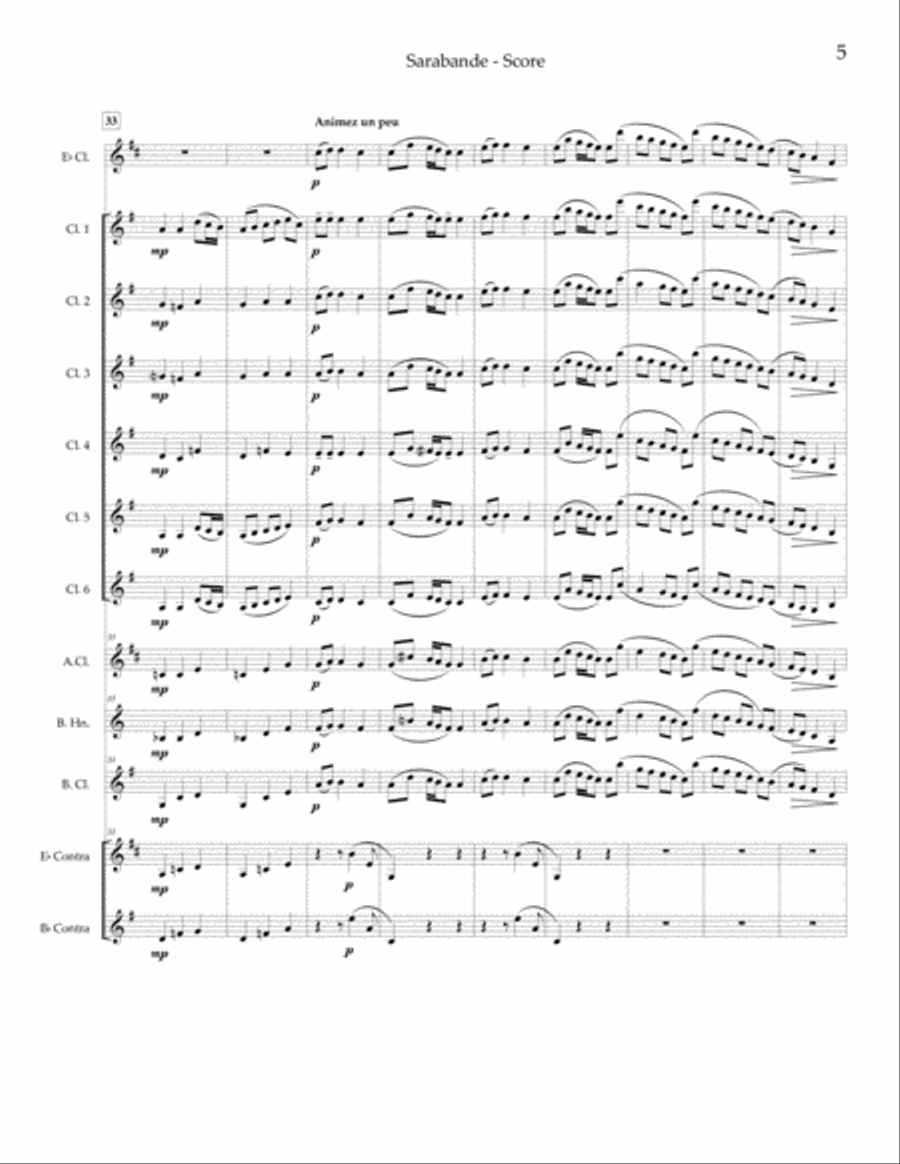 Sarabande (from Pour le Piano) Clarinet Choir scores gallery preview page 6