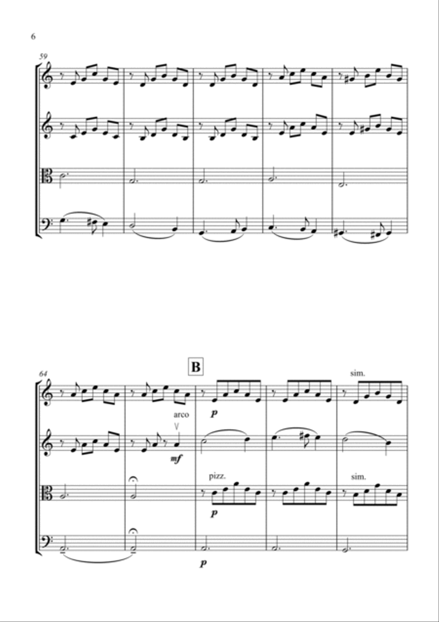 Greensleeves for String Quartet - Score and Parts String Quartet scores gallery preview page 6