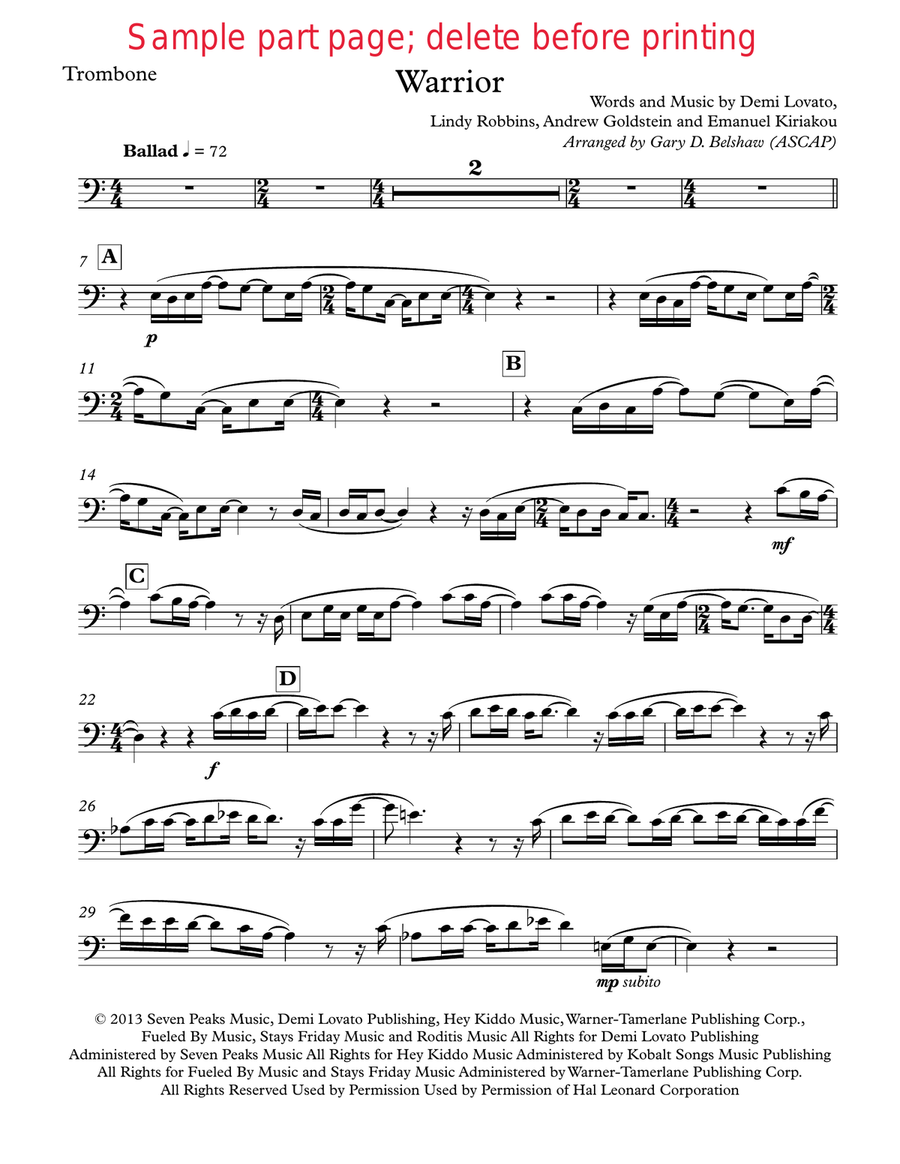 Warrior Piano scores gallery preview page 2