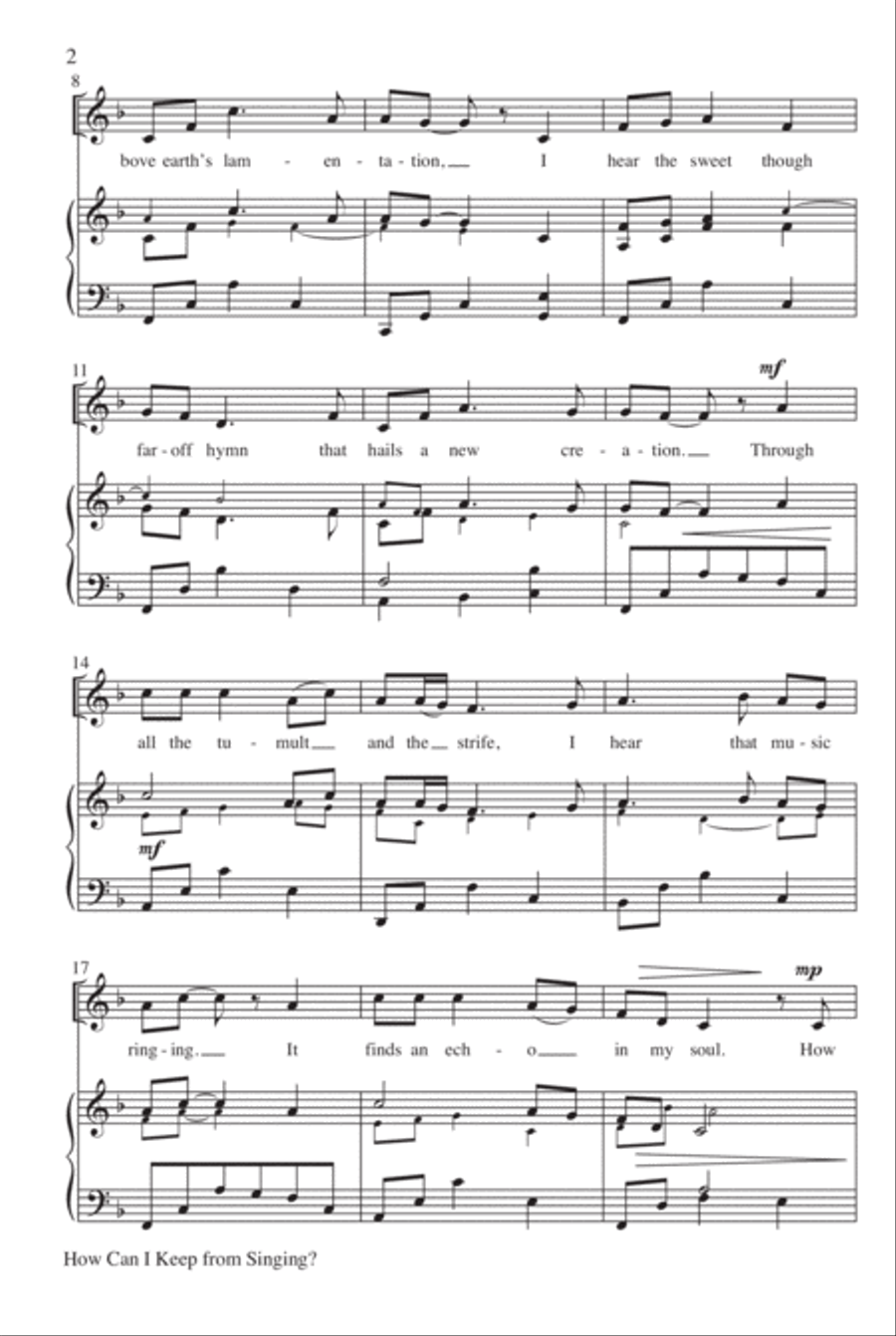 How Can I Keep from Singing? Unison Choir scores gallery preview page 3