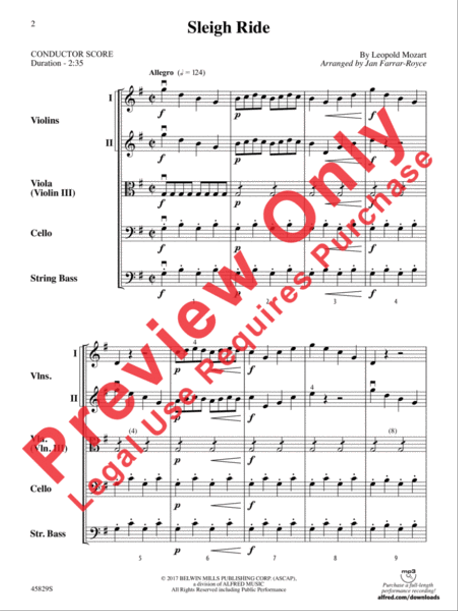 Sleigh Ride String Orchestra scores gallery preview page 2