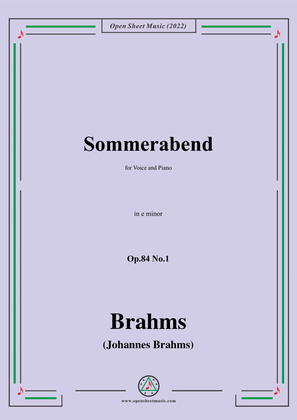 Book cover for Brahms-Sommerabend,Op.84 No.1 in e minor