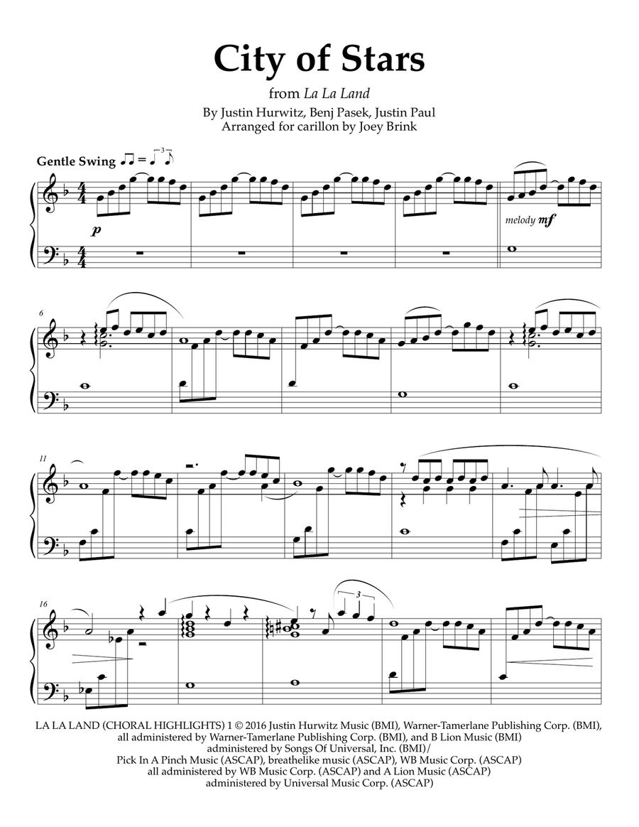 City Of Stars Part scores gallery preview page 1