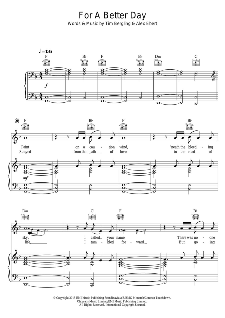 For A Better Day Piano, Vocal scores gallery preview page 1