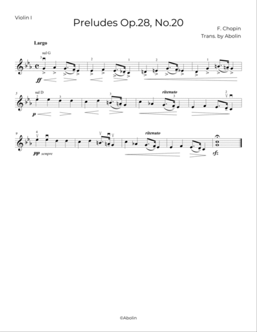 Chopin: Preludes Op.28, No.20 - String Quartet String Quartet scores gallery preview page 4