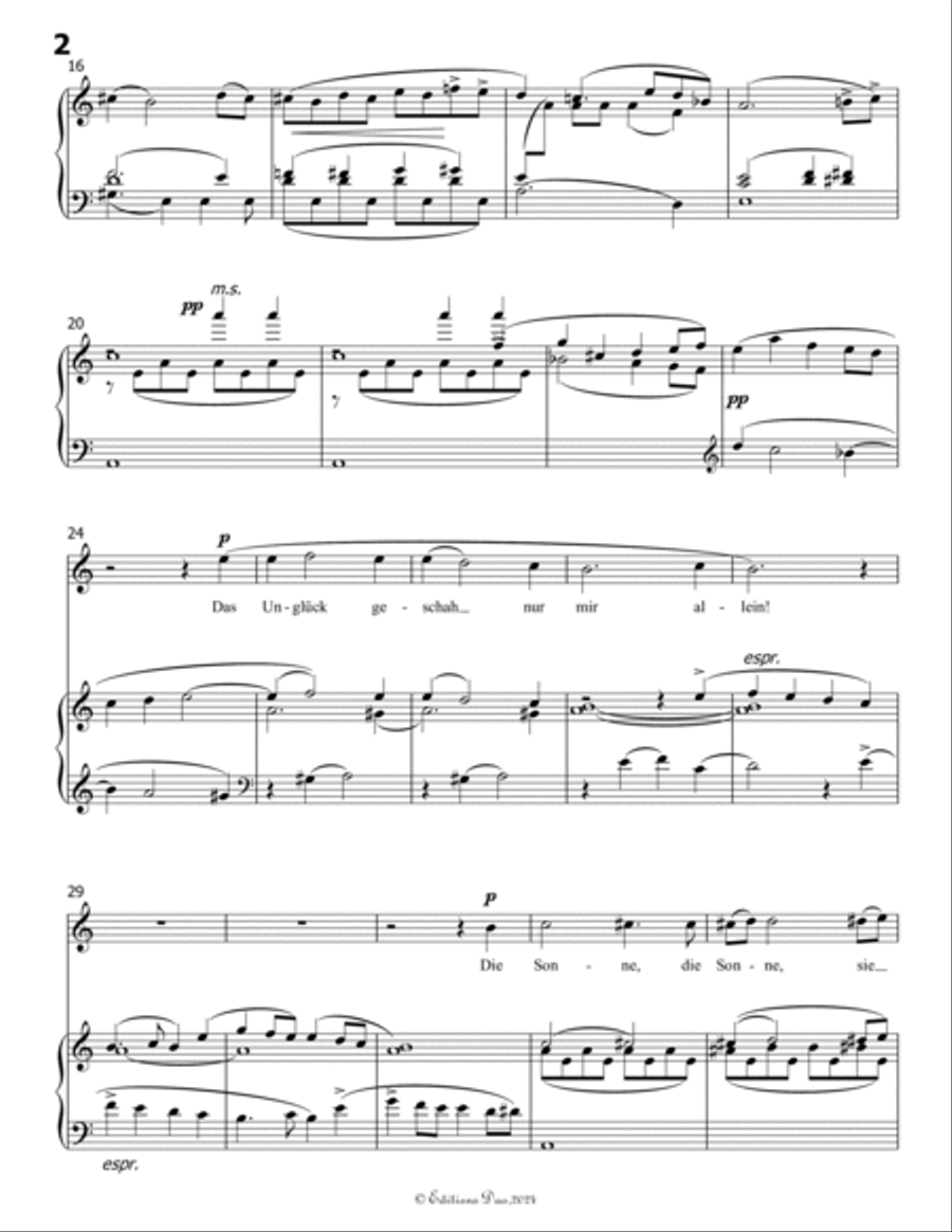 Nun will die Sonn so hell aufgehn, by Mahler, in a minor Piano, Vocal scores gallery preview page 4
