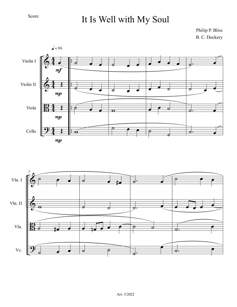 It Is Well with My Soul (String Quartet) String Quartet scores gallery preview page 1