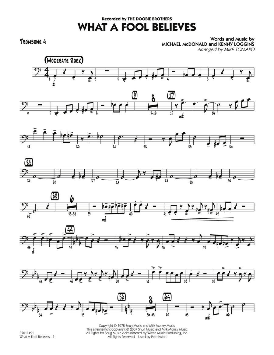 What A Fool Believes - Trombone 4 Jazz Ensemble scores gallery preview page 1