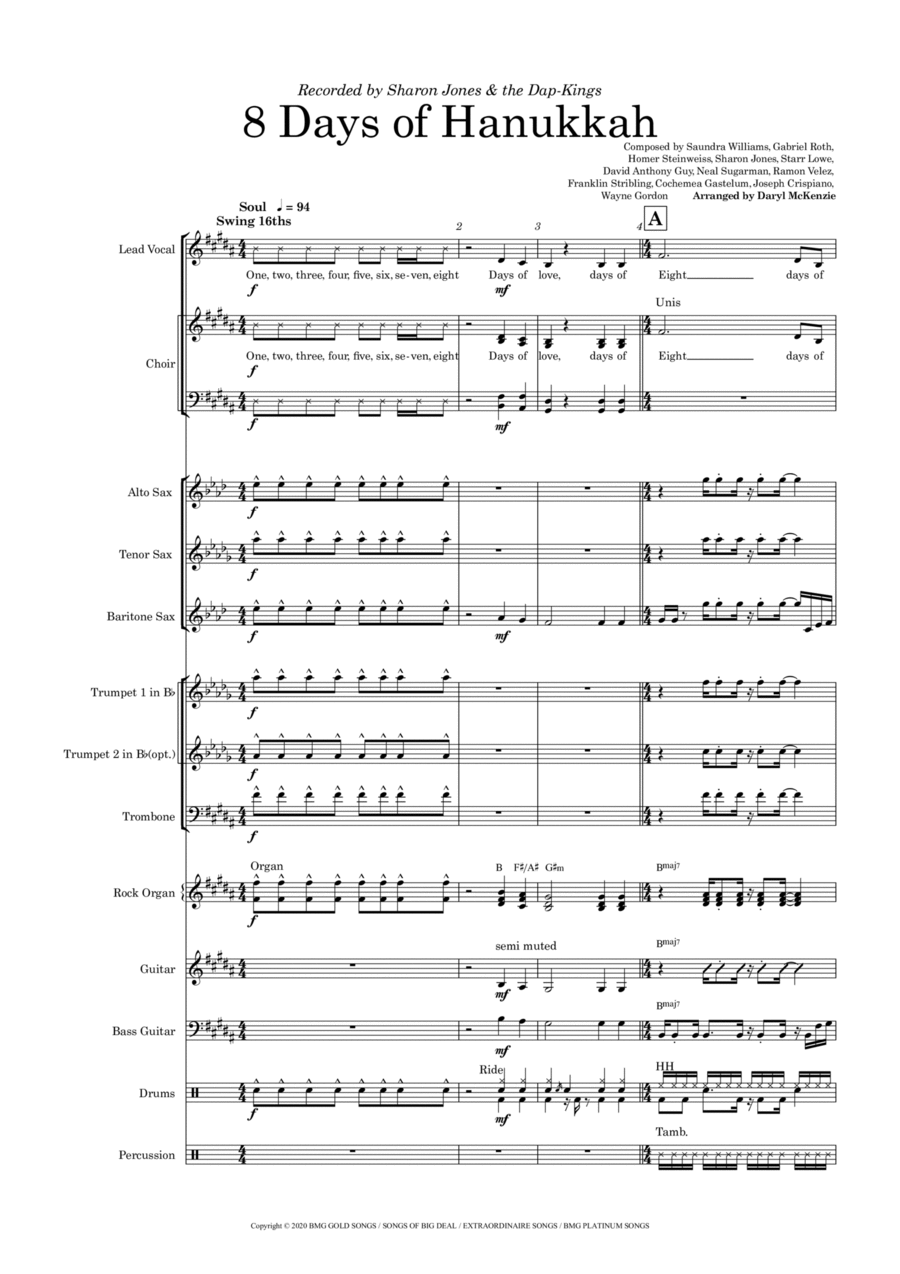 8 Days Of Hanukkah School and Community scores gallery preview page 1