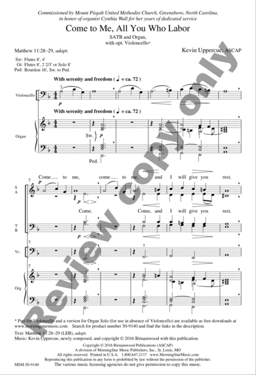 Come to Me, All You Who Labor 4-Part scores gallery preview page 9