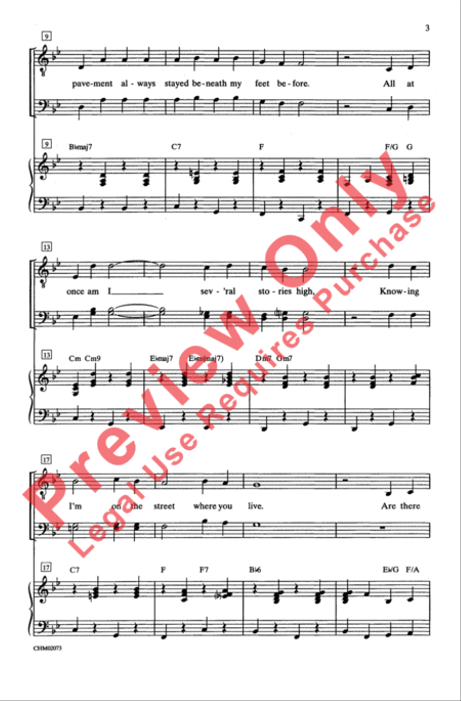 On the Street Where You Live Men's Choir scores gallery preview page 3