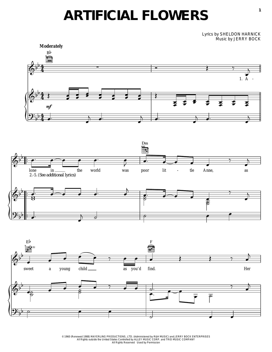 Artificial Flowers (from Tenderloin) Acoustic Guitar scores gallery preview page 1