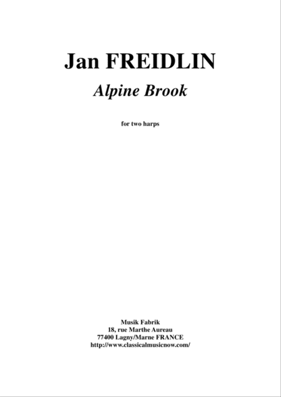 Jan Freidlin: Alpine Brook for two harps Harp scores gallery preview page 1