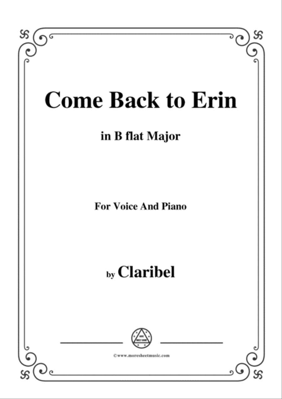 Claribel-Come Back to Erin,in B flat Major,for Voice and Piano Voice Solo scores gallery preview page 1