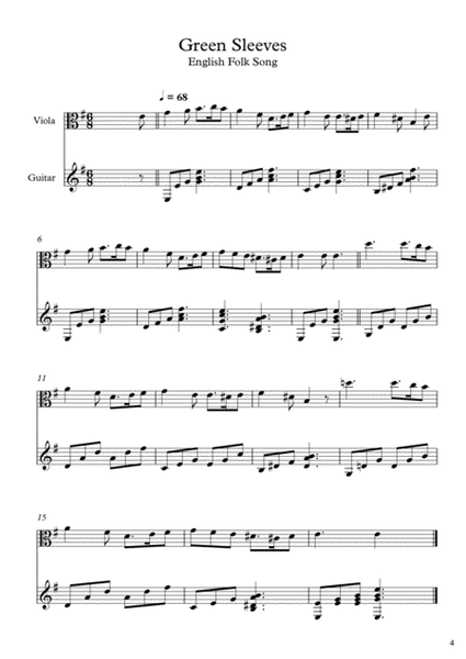 10 Easy Classical Pieces For Viola & Guitar