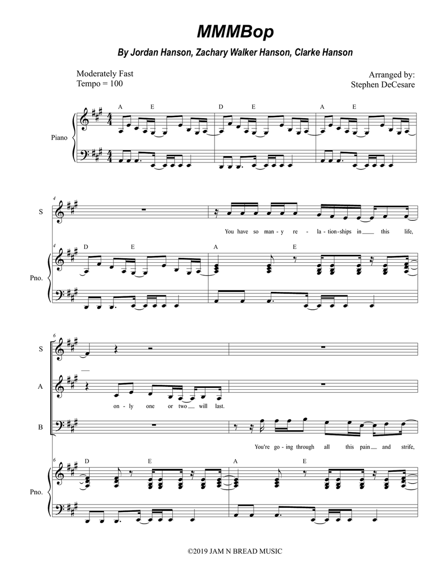 Mmm Bop 3-Part scores gallery preview page 1