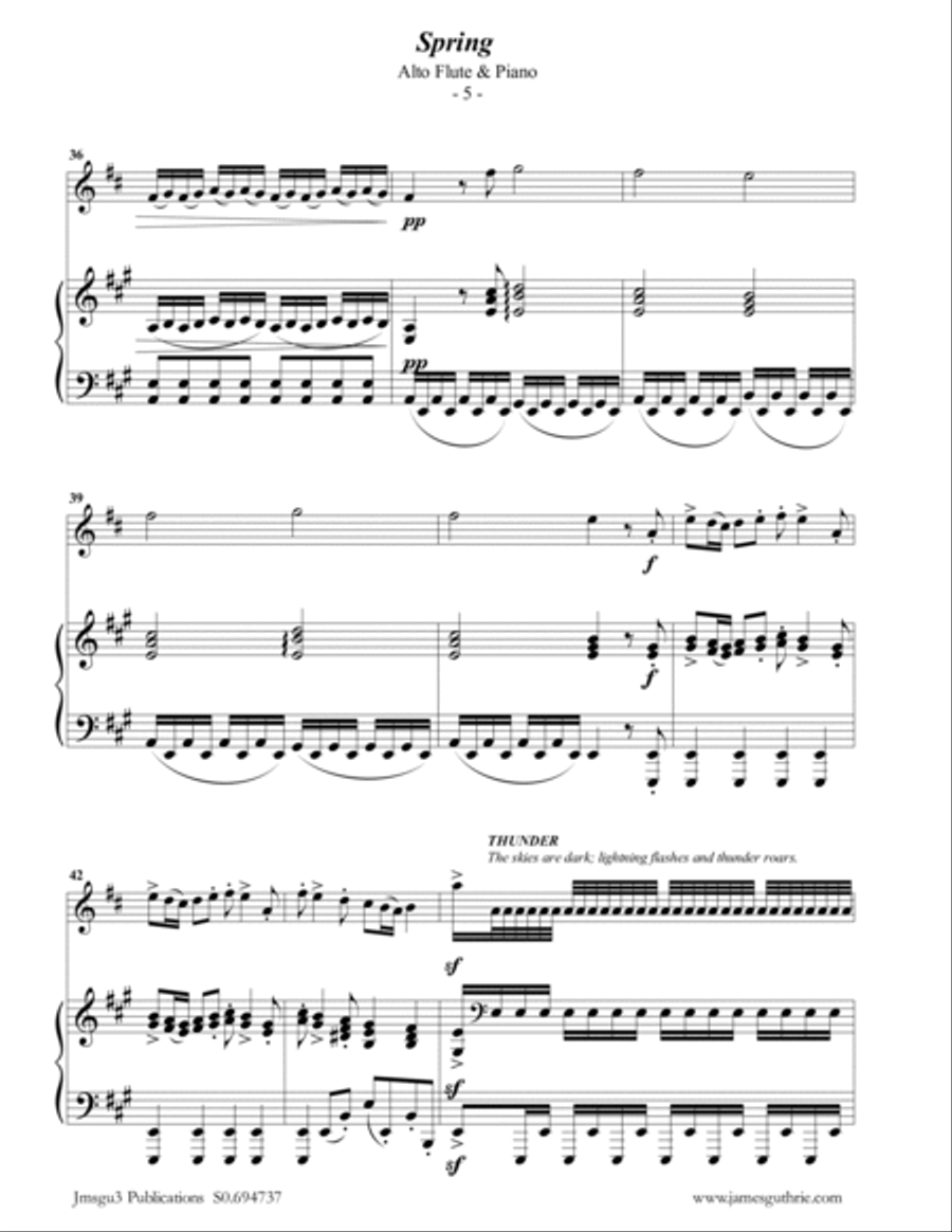 Vivaldi: Spring from the Four Seasons for Alto Flute & Piano Flute scores gallery preview page 5