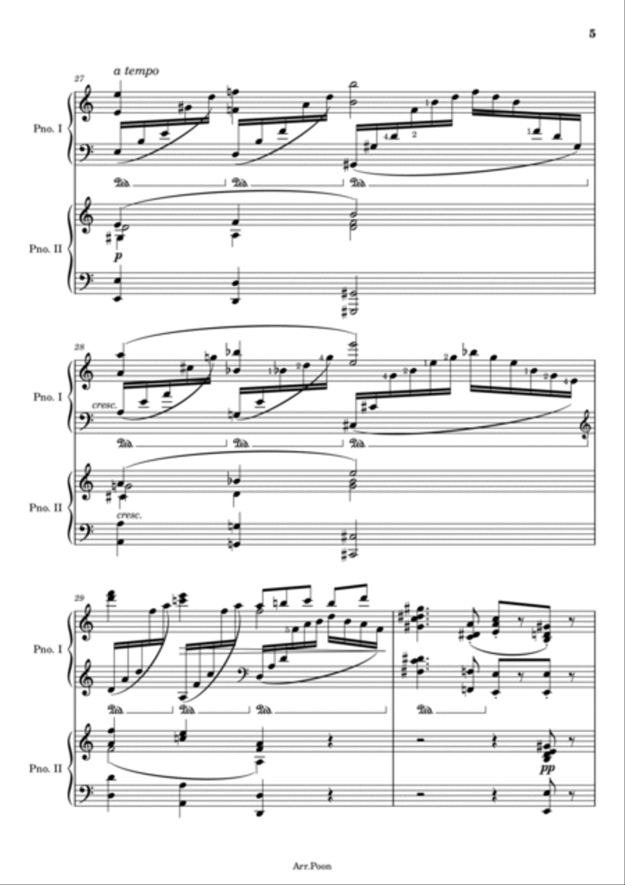 Grieg - Piano Concerto in A Minor - Op.16 1st Movement - For Piano four hands Original With Fingered 1 Piano, 4-Hands scores gallery preview page 5