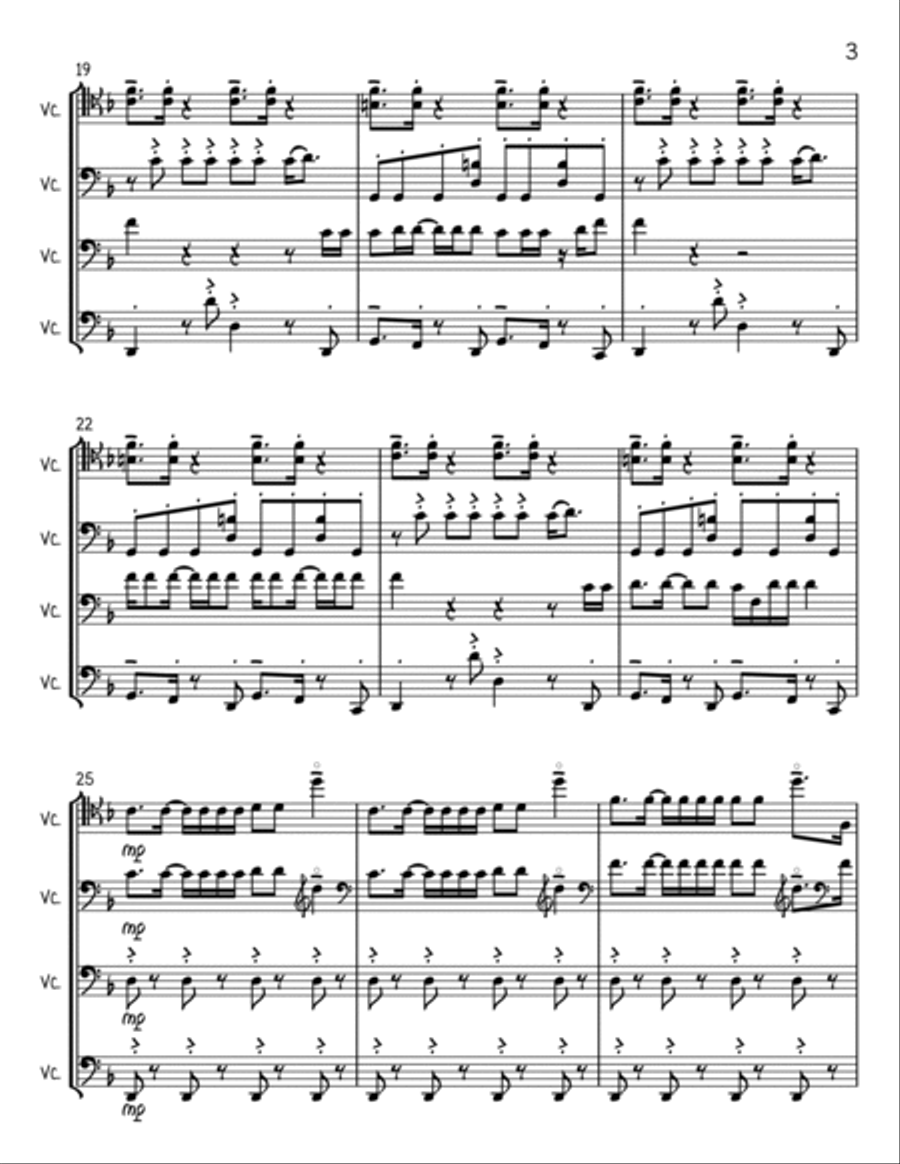Uptown Funk String Quartet scores gallery preview page 3