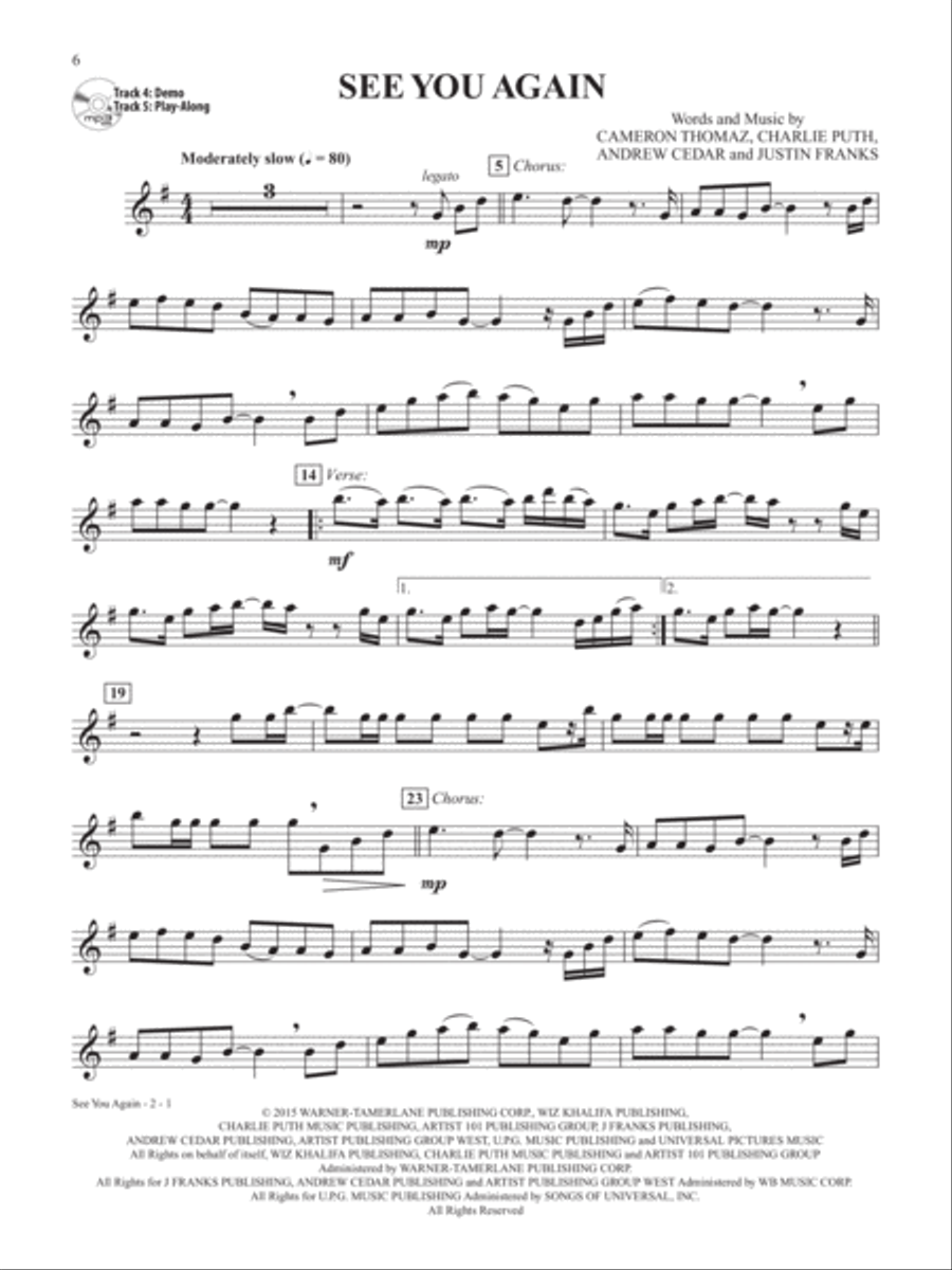 Top Pop & Rock Hits Instrumental Solos Alto Saxophone scores gallery preview page 8
