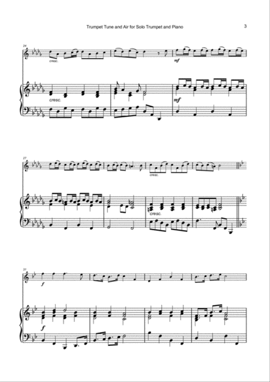 Trumpet Tune and Air, by Purcell; for solo Trumpet and Piano Trumpet Solo scores gallery preview page 4