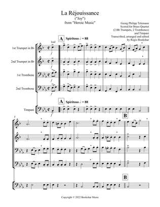 La Rejouissance (from "Heroic Music") (Eb) (Brass Quartet - 2 Trp, 2 Trb, Timp)