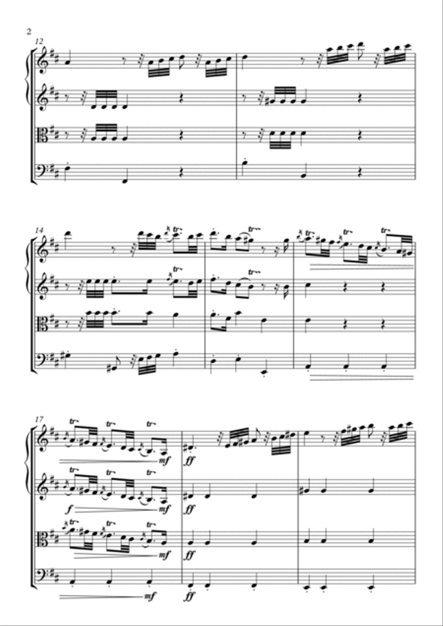 Concerto grosso in D major op. 6 no. 5 String Quartet scores gallery preview page 2