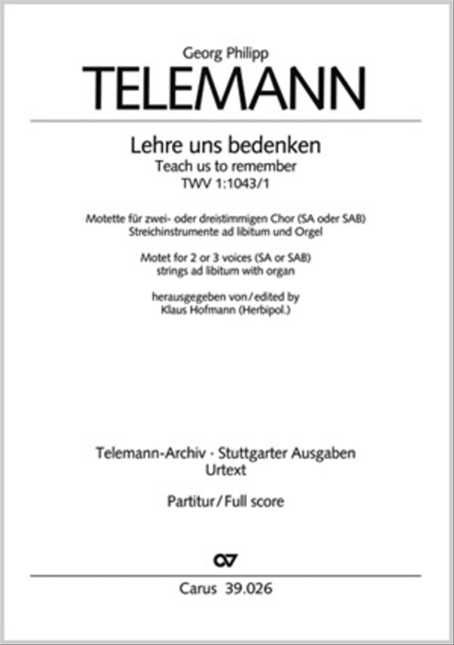 Teach us to remember (Lehre uns bedenken) SA scores gallery preview page 1