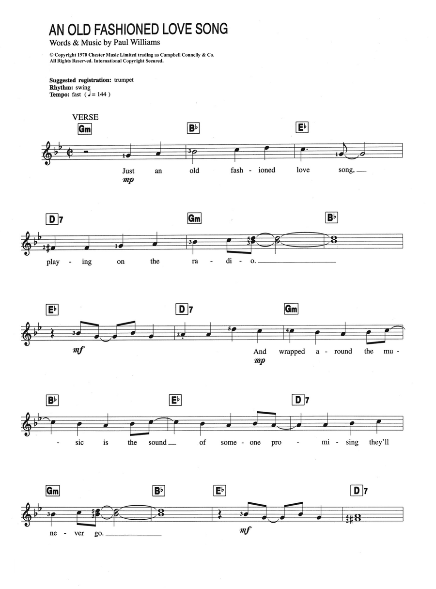 An Old Fashioned Love Song Piano Solo scores gallery preview page 1