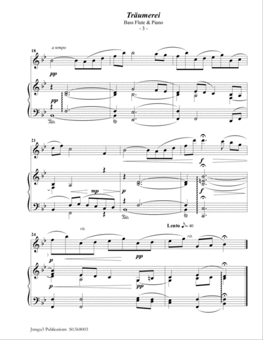 Schumann: Träumerei Op. 15 No. 7 for Bass Flute & Piano Flute Solo scores gallery preview page 3