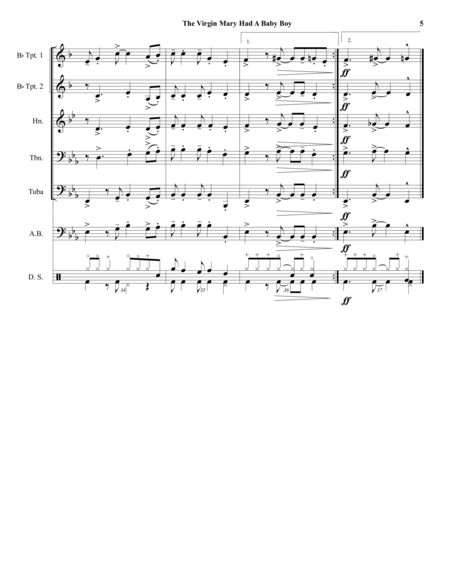 The Virgin Mary Had A Baby Boy - Brass Quintet - Intermediate image number null
