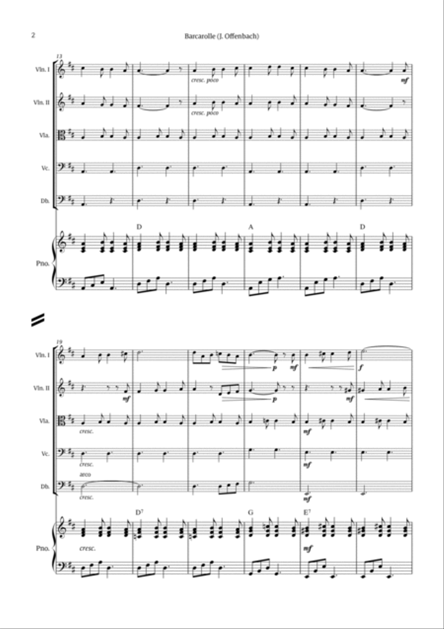 Barcarolle - Belle Nuit, O Nuit D'Amour String Quintet scores gallery preview page 2