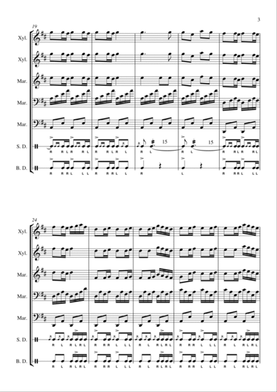 The Downfall of Paris for percussion septet Marching Band scores gallery preview page 3