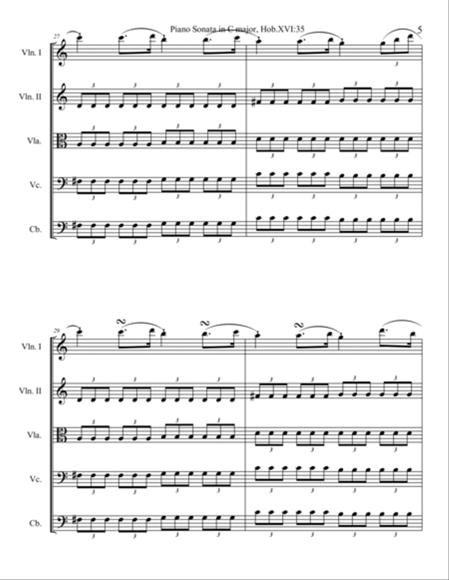 Piano Sonata in C major, Hob.XVI:35 String Orchestra scores gallery preview page 5