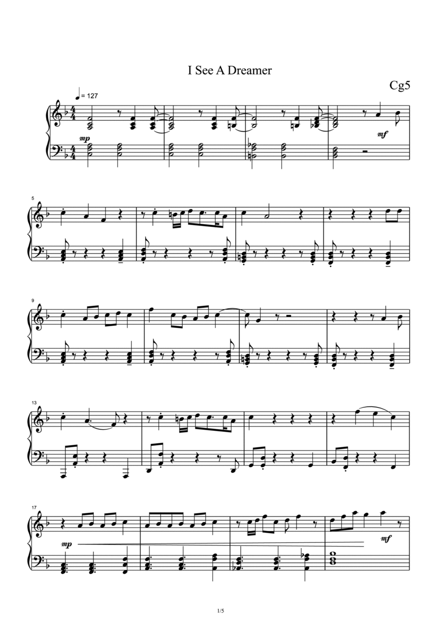 I See A Dreamer Piano Solo scores gallery preview page 1