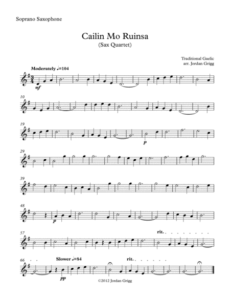 Cailin Mo Ruinsa (Sax Quartet) image number null